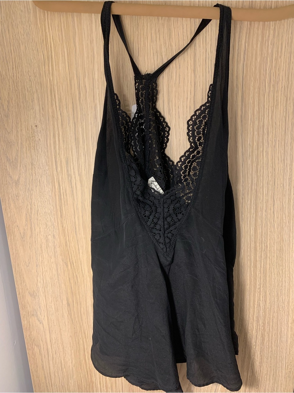 Free People Black Lace-Back Sleep Cami